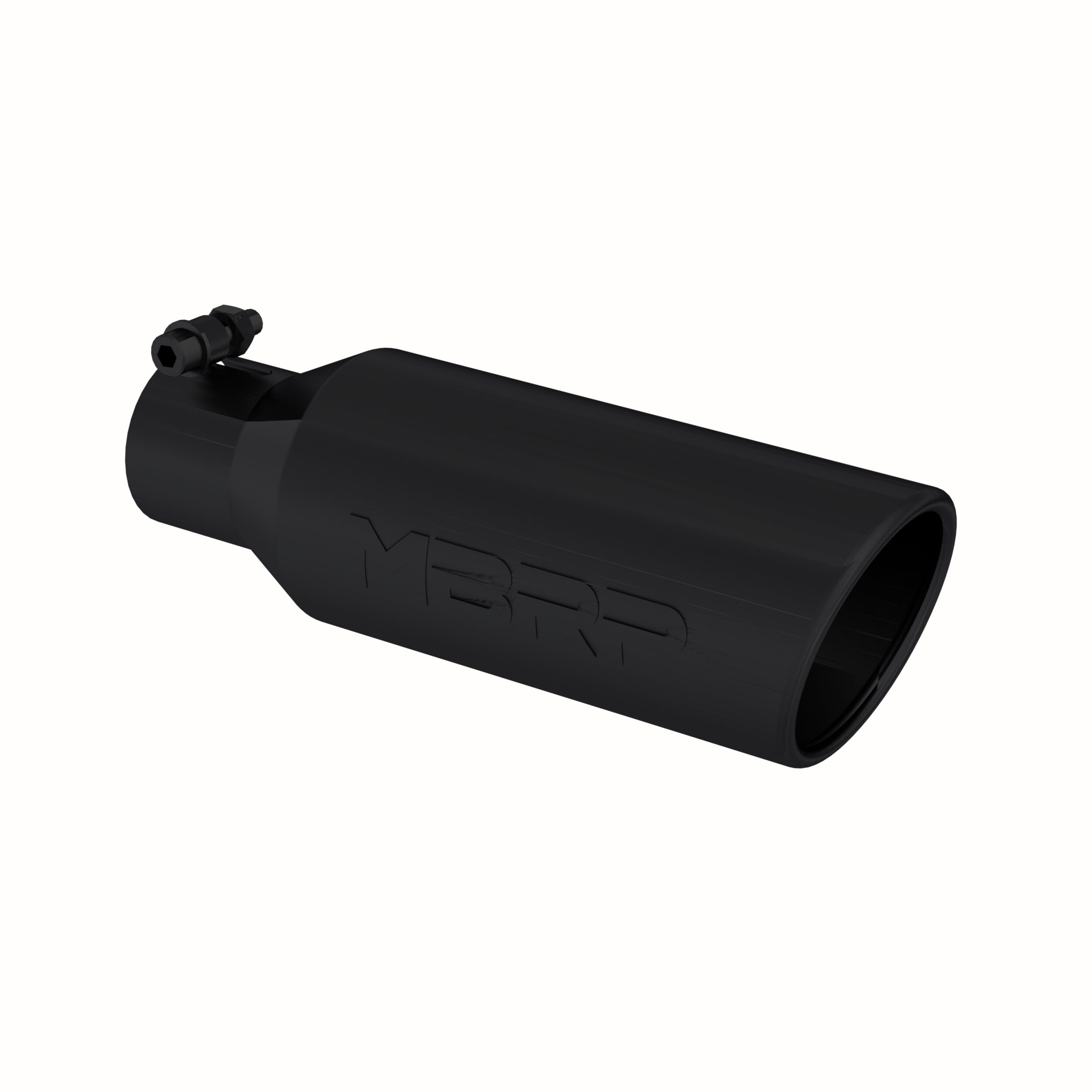 MBRP Exhaust T5150BLK Tip; 4in. O.D.; Angled Rolled End; 2.5in. inlet; 12in. in length; BLK - T5150BLK