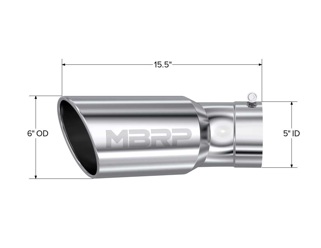 2016-2022 Chevrolet Silverado 2500 HD 6.6L V8 Crew Cab Pickup MBRP Exhaust 6" OD, Angle Rolled with 30° Bend Tip