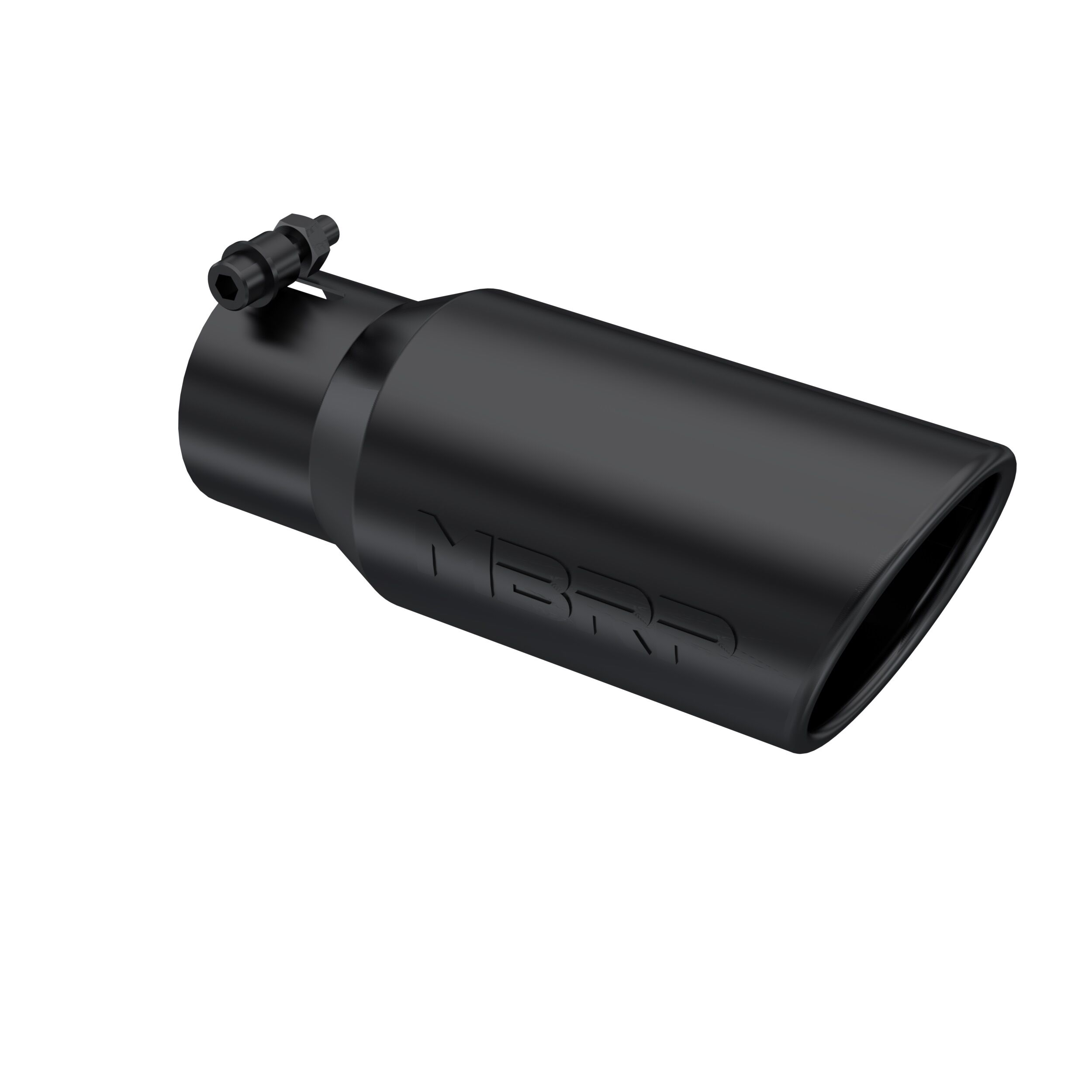 MBRP Exhaust T5155BLK Tip; 4in. O.D.; Angled Rolled End; 3in. inlet; 10in. Length; Black Series. - T5155BLK