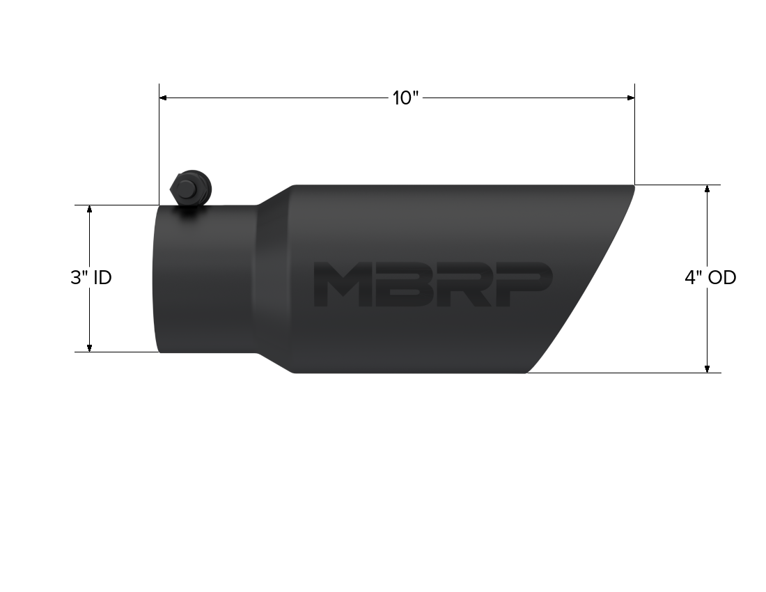 MBRP Exhaust T5156BLK Tip; 4in. O.D.; Dual Wall Angled; 3in. inlet; 10in. length; BLK