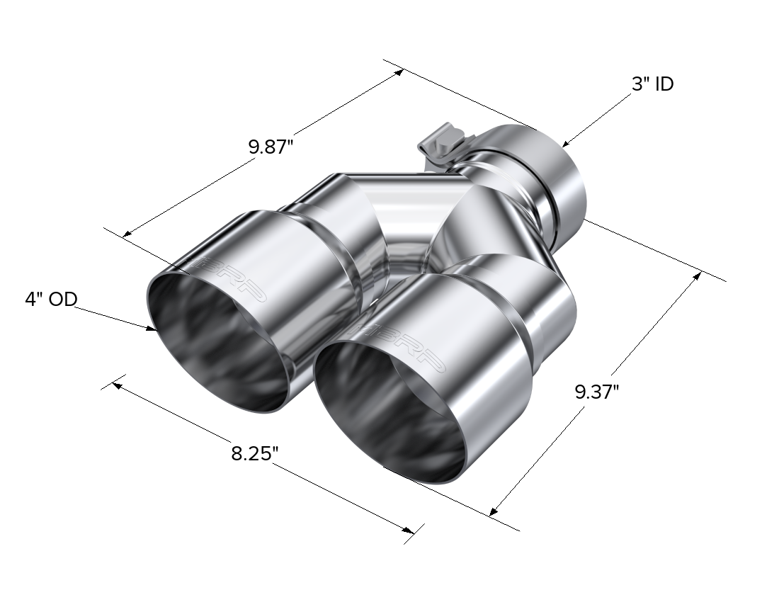 MBRP Exhaust T5182 Tip; 4in. OD Dual Out; 3in. ID; Single Wall; T304