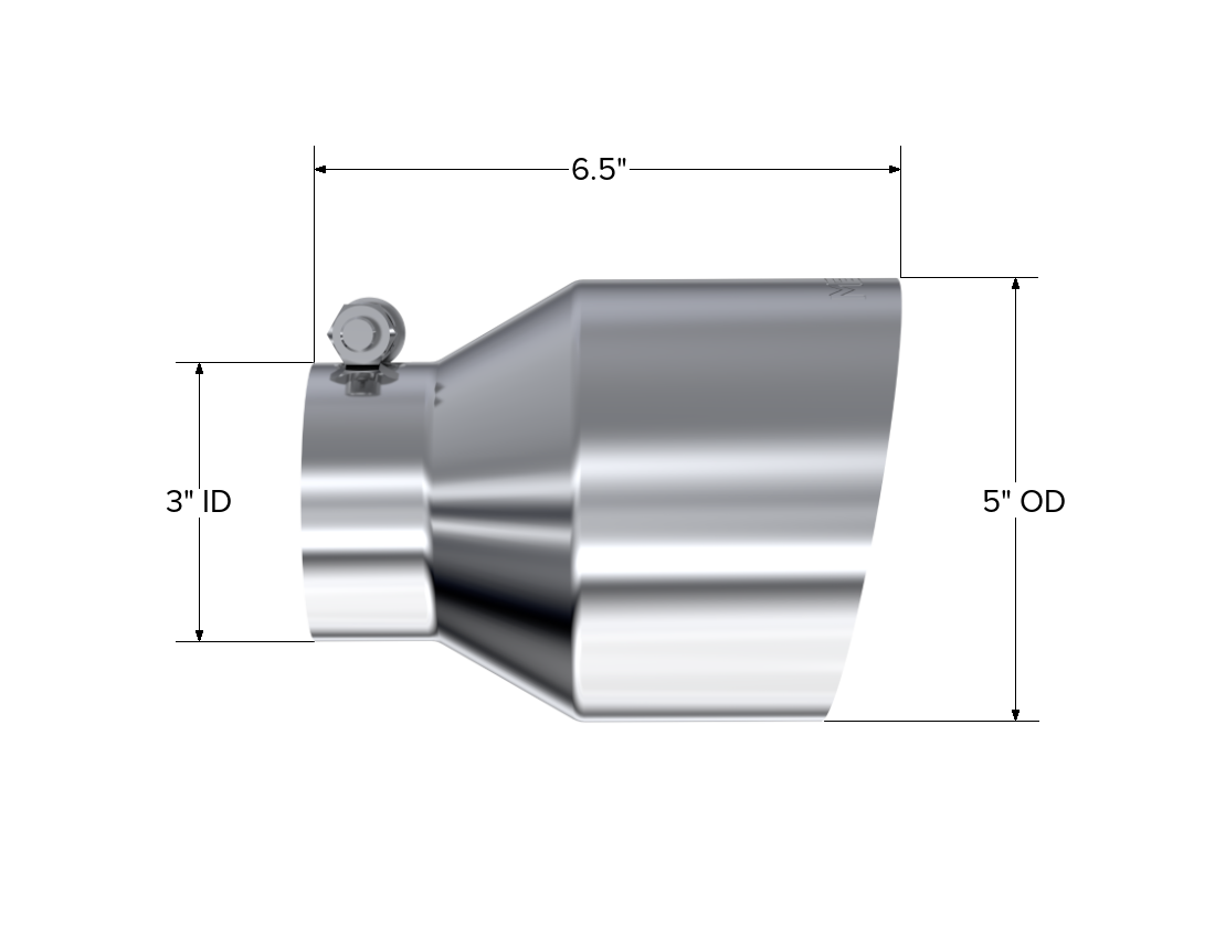 MBRP Exhaust T5184 Tip; 5in. OD Out; 3in. ID; Single Wall; T304