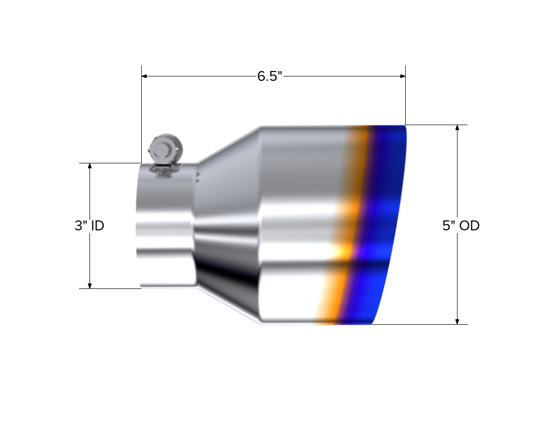 MBRP Exhaust T5184BE 3in. Inlet Exhaust Tip. T304 Stainless Steel, Burnt End