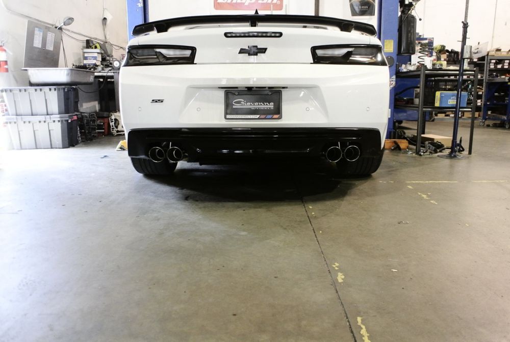 Chevrolet Camaro SS 2016-2018 Axle Back Exhaust System (Burnt Roll Quad Tip) by Megan Racing
