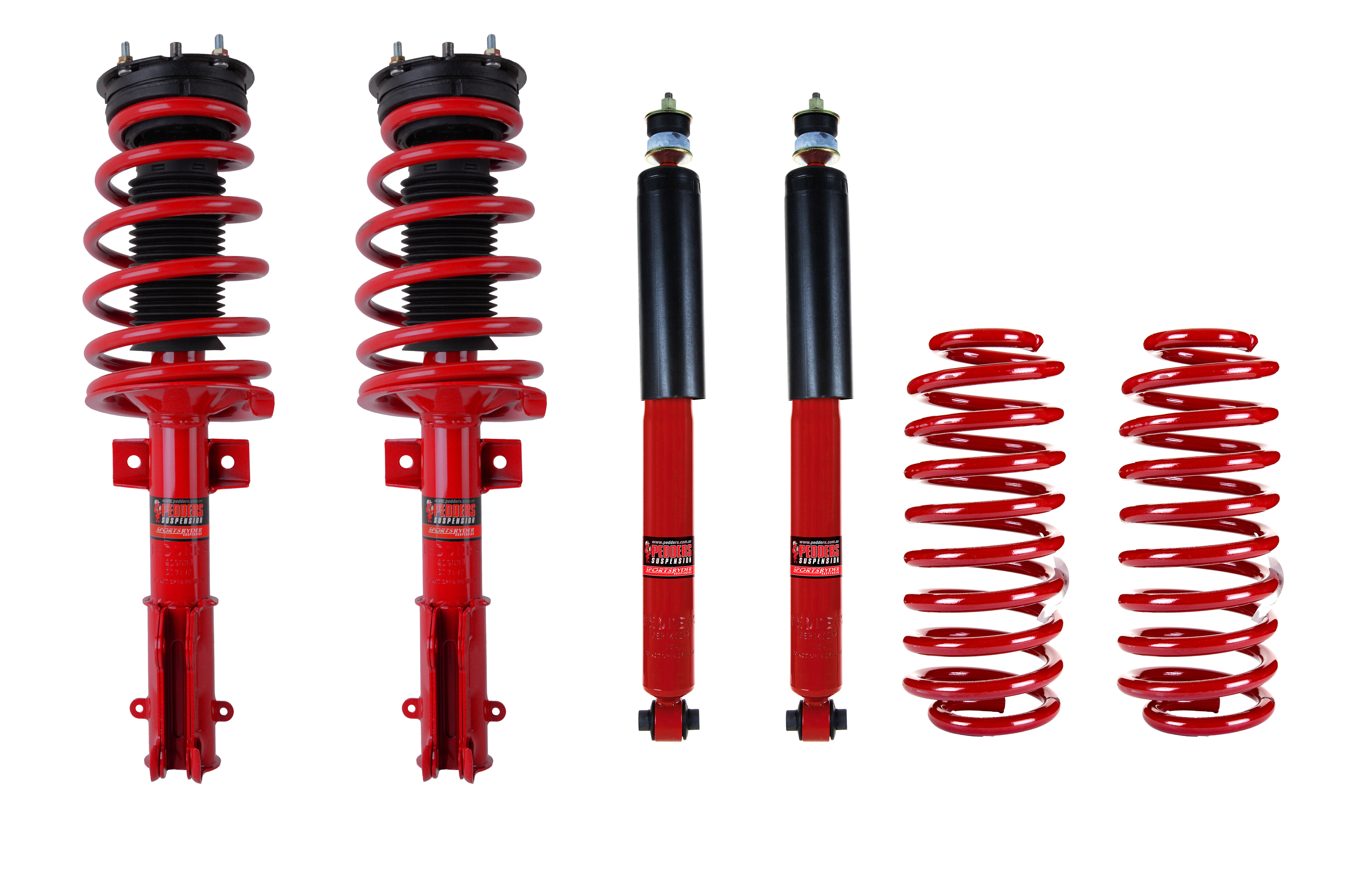 2007-2008 Ford Mustang Shelby GT Pedders Lowering Springs + Shock Absorber Kit Front and Rear 8PC - PED-803052