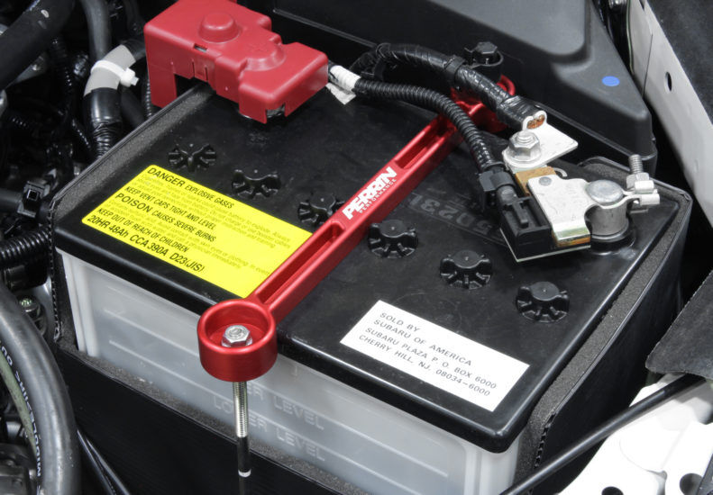 2005-2014 Subaru Legacy GT Red Battery Tie Down by Perrin