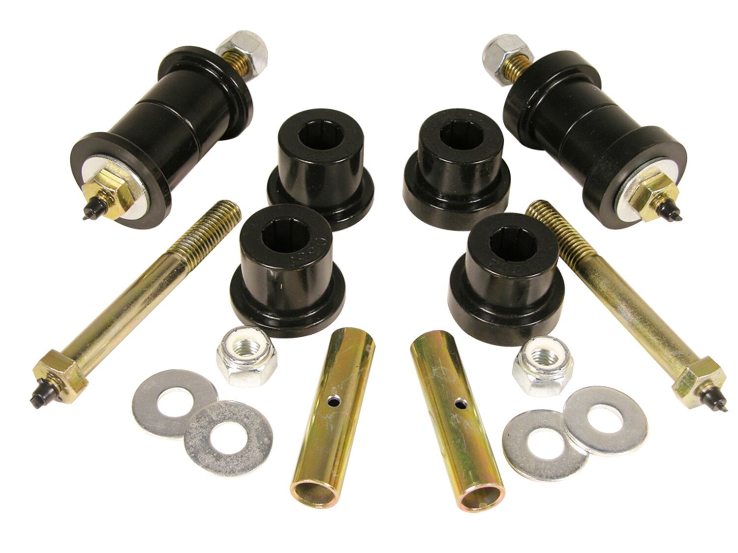 1987-1995 Jeep Wrangler Greasable Spring/Shackle Bushing Kit Black Prothane - 1-1017-BL