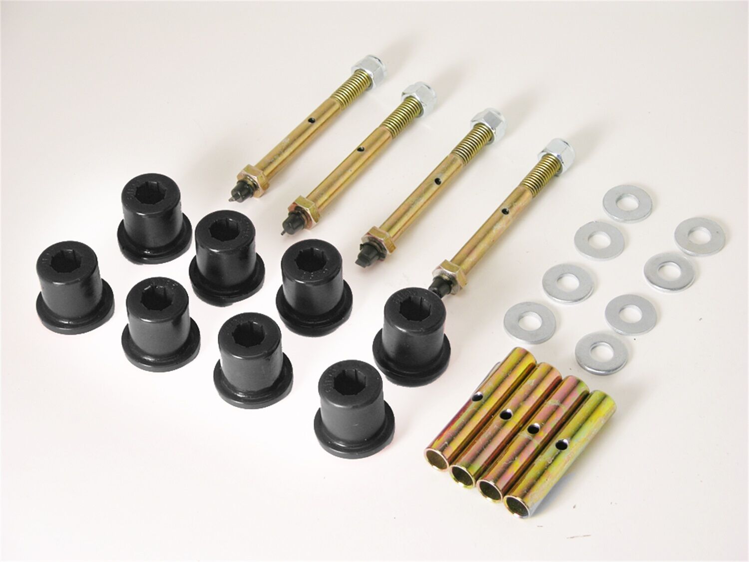 1976-1986 Jeep CJ7 Front Greasable Spring/Shackle Bushing Kit Black Prothane - 1-814-BL
