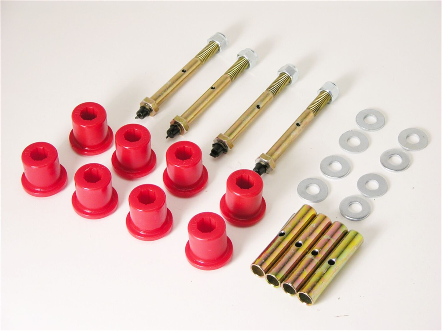 1976-1986 Jeep CJ7 Front Greasable Spring/Shackle Bushing Kit Red Prothane - 1-814