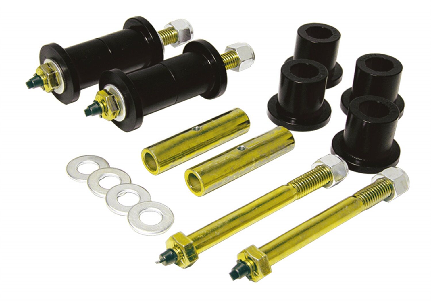 1988-1989 Jeep Wrangler Rear Greasable Spring/Shackle Bushing Kit Black Prothane - 1-816-BL