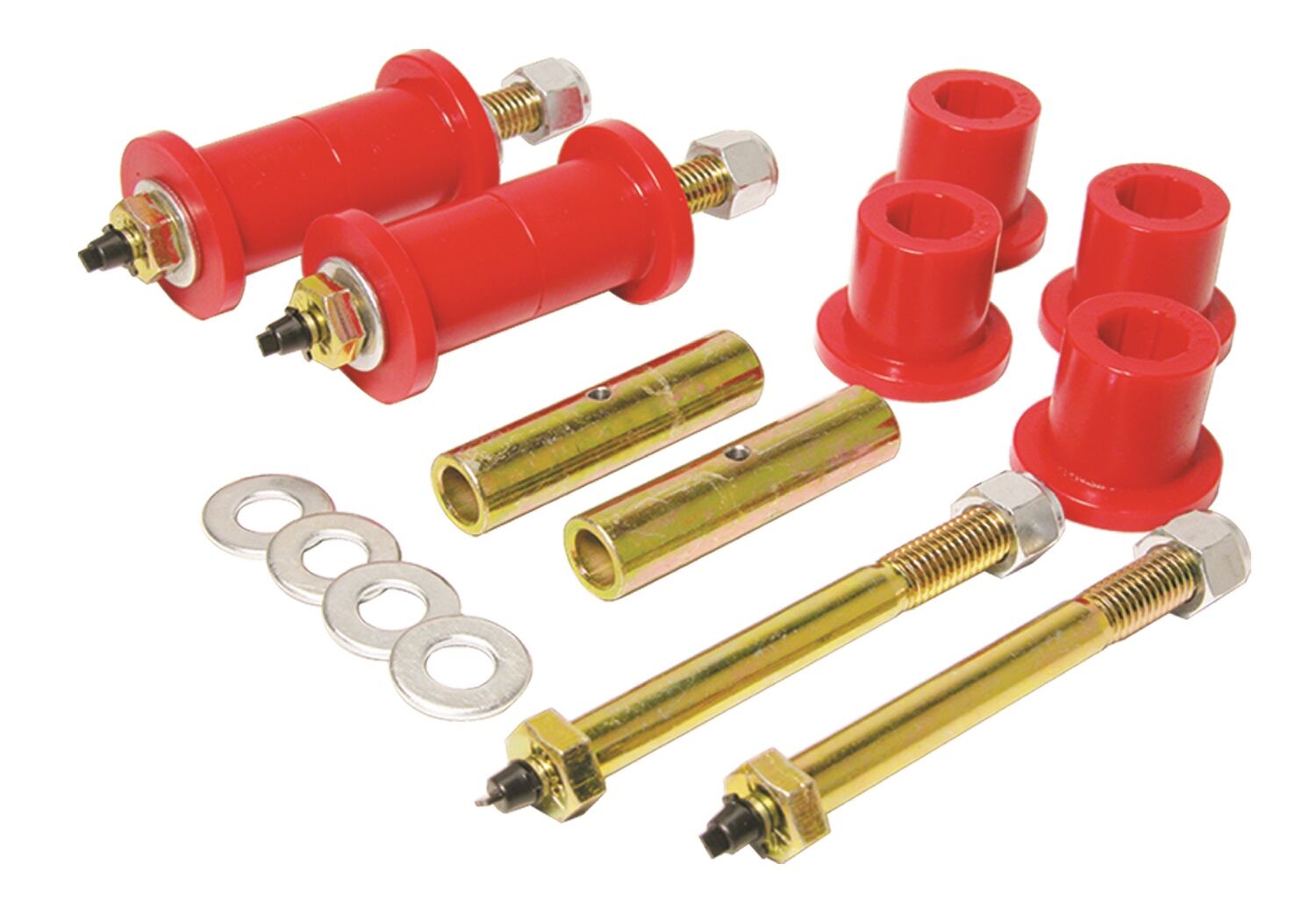 1988-1989 Jeep Wrangler Rear Greasable Spring/Shackle Bushing Kit Red Prothane - 1-816