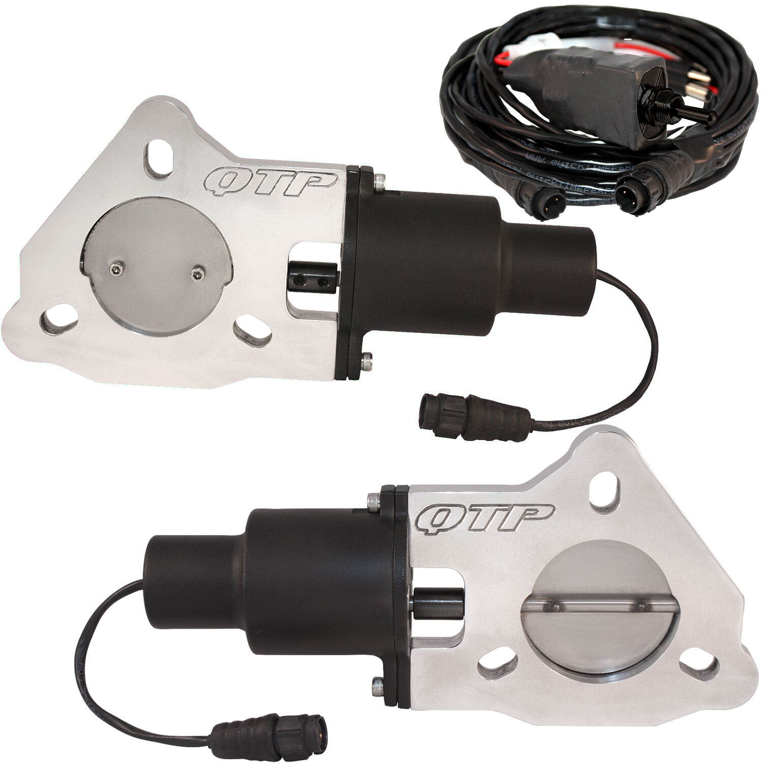 Dual 2.25 Inch QTEC Electric Cutout Valves Quick Time Performance