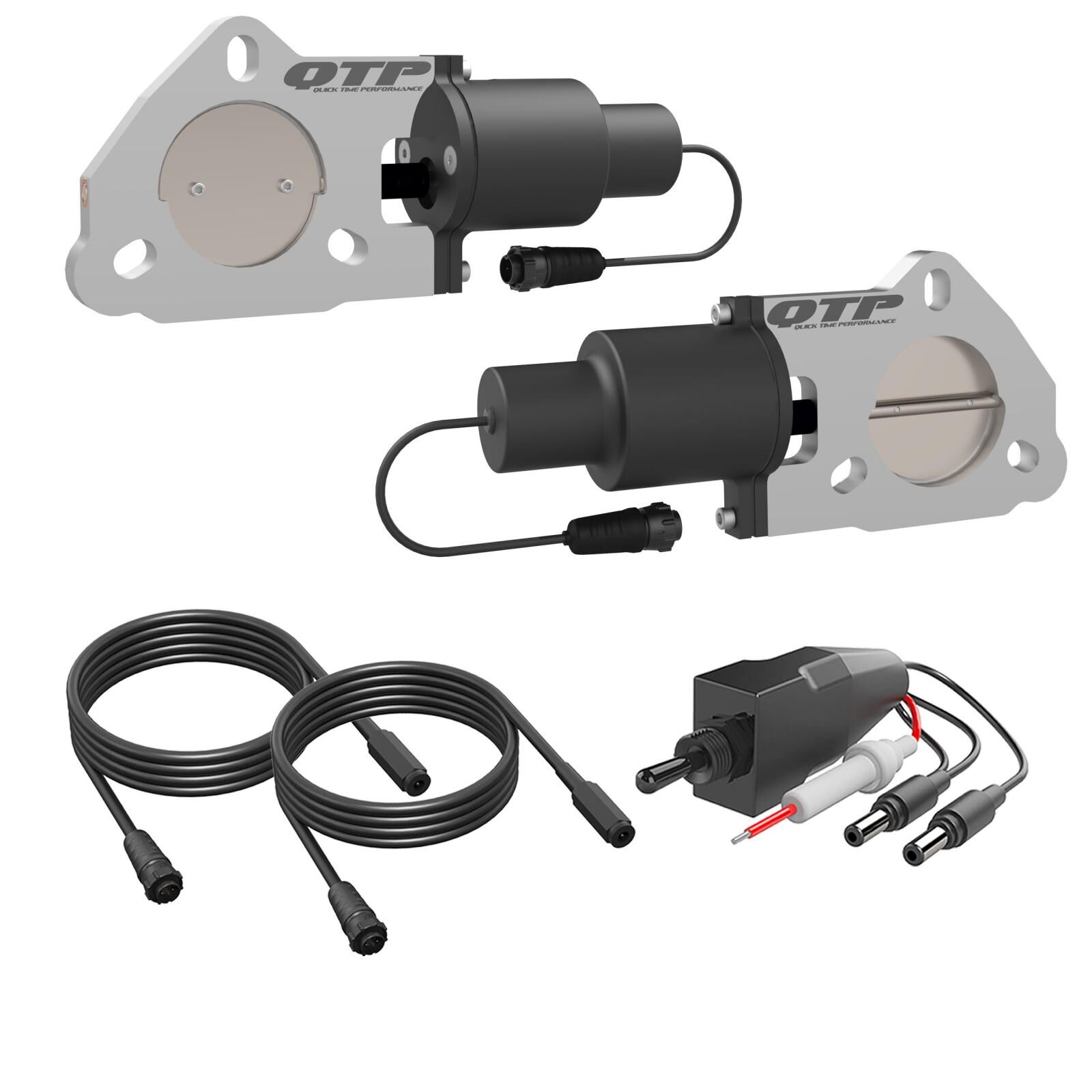 Dual 2.25 Inch QTEC Electric Cutout Valves Quick Time Performance - QTEC45