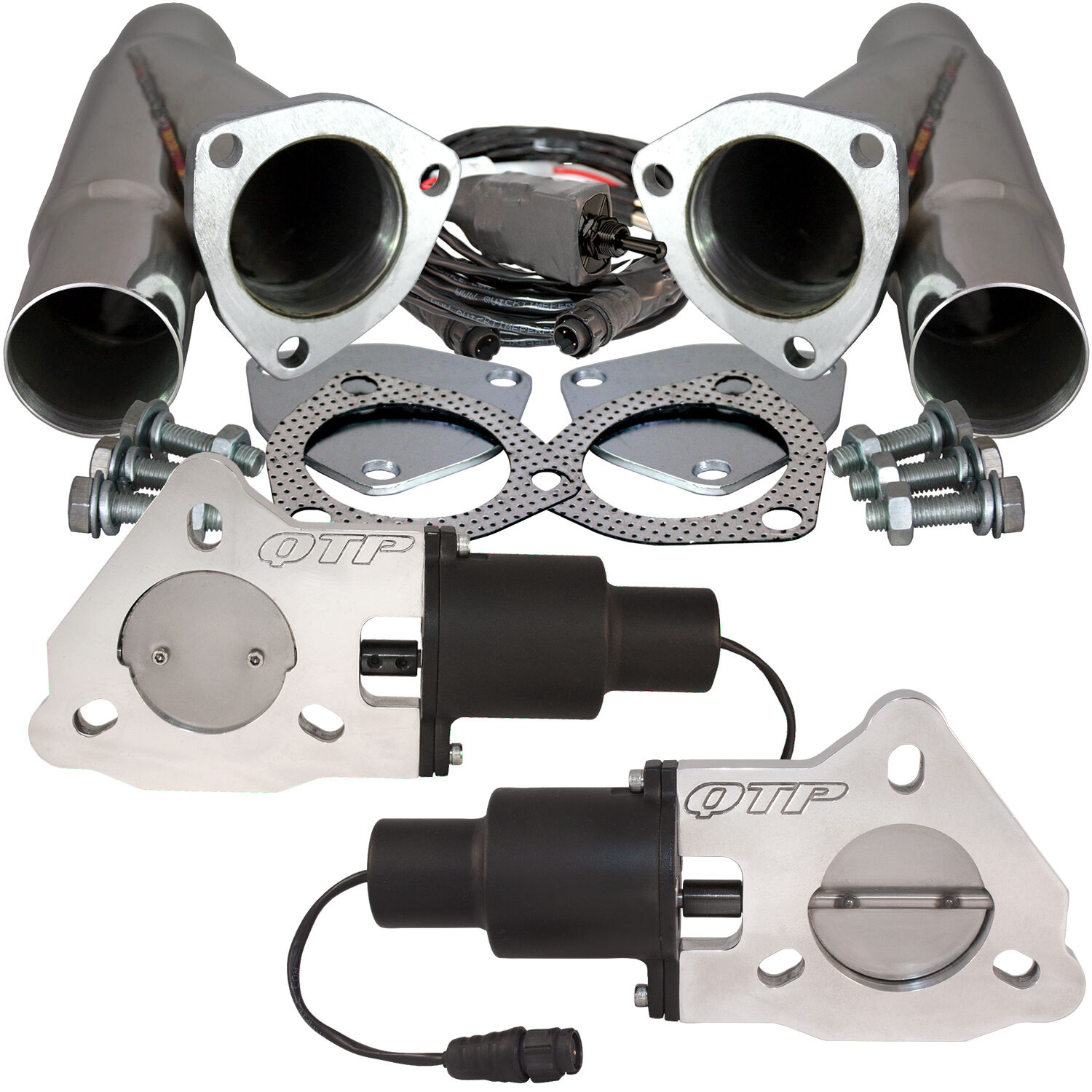Dual 2.25 Inch QTEC Electric Cutout Combo Kit Quick Time Performance