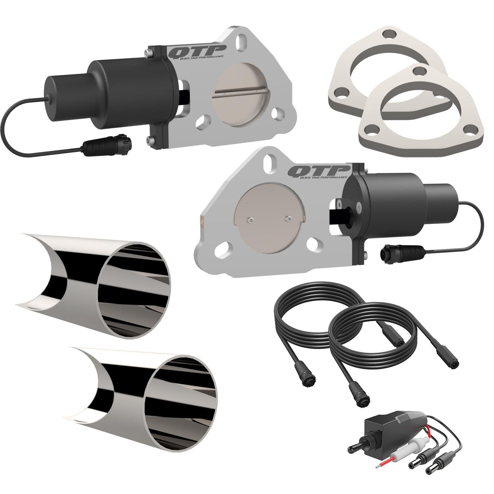 2.50 Inch Dual QTEC Electric Cutout DIY Combo Kit Quick Time Performance - QTEC50DIY