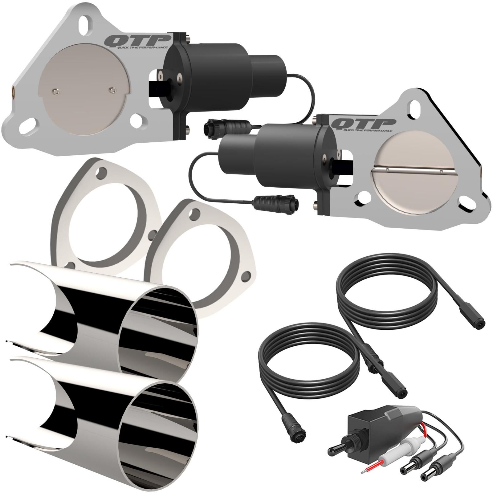 2.75 Inch Dual QTEC Electric Cutout DIY Combo Kit Quick Time Performance - QTEC55DIY