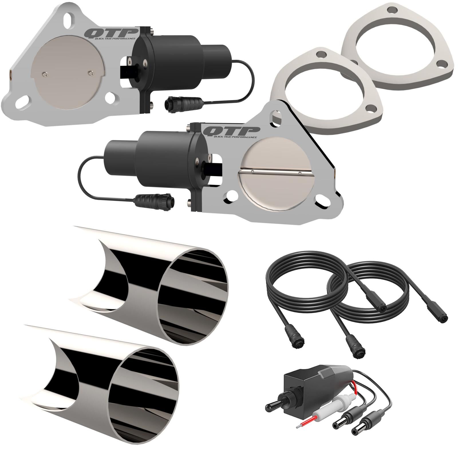 3.00 Inch Dual QTEC Electric Cutout DIY Combo Kit Quick Time Performance - QTEC60DIY