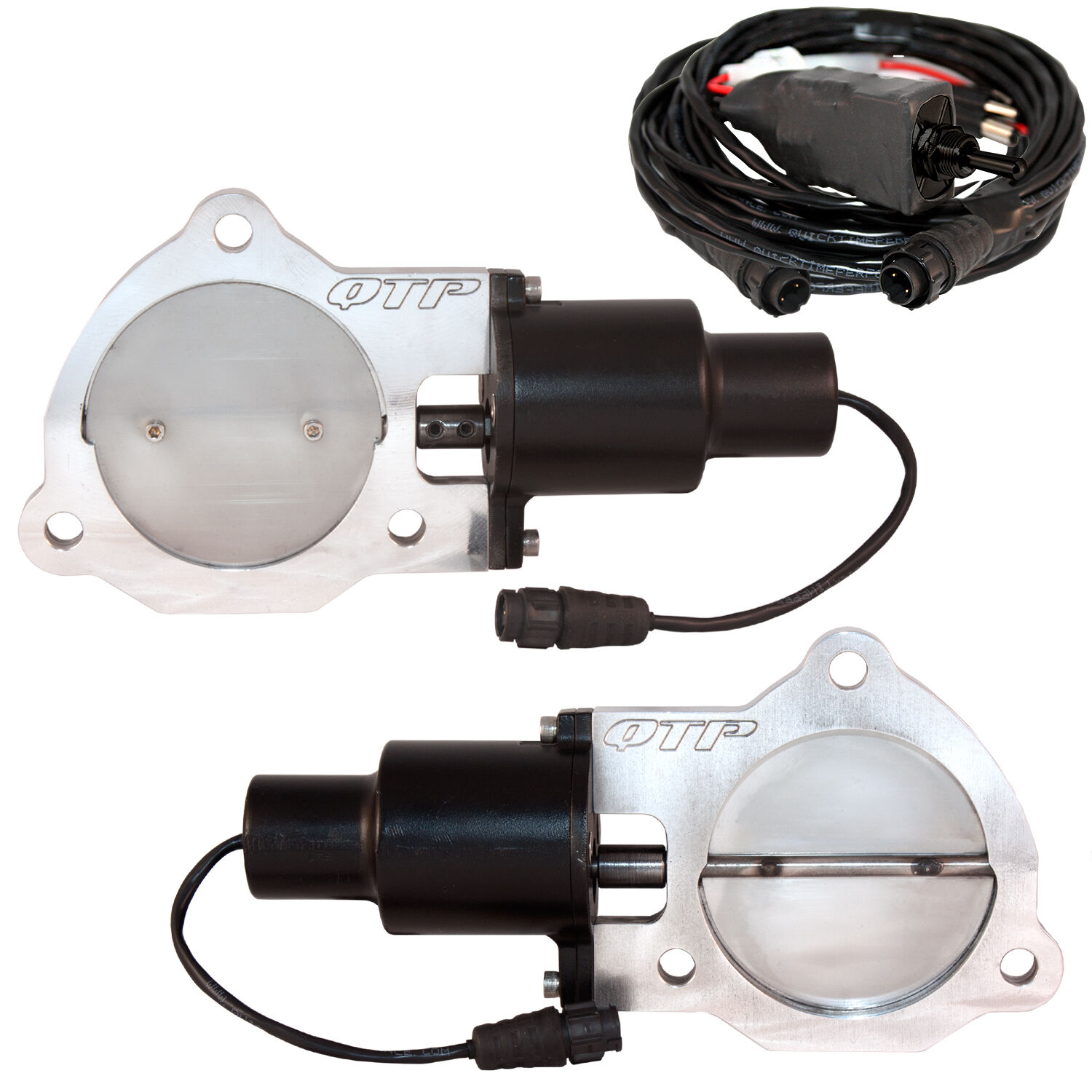 Dual 3.50 Inch QTEC Electric Cutout Valves Quick Time Performance