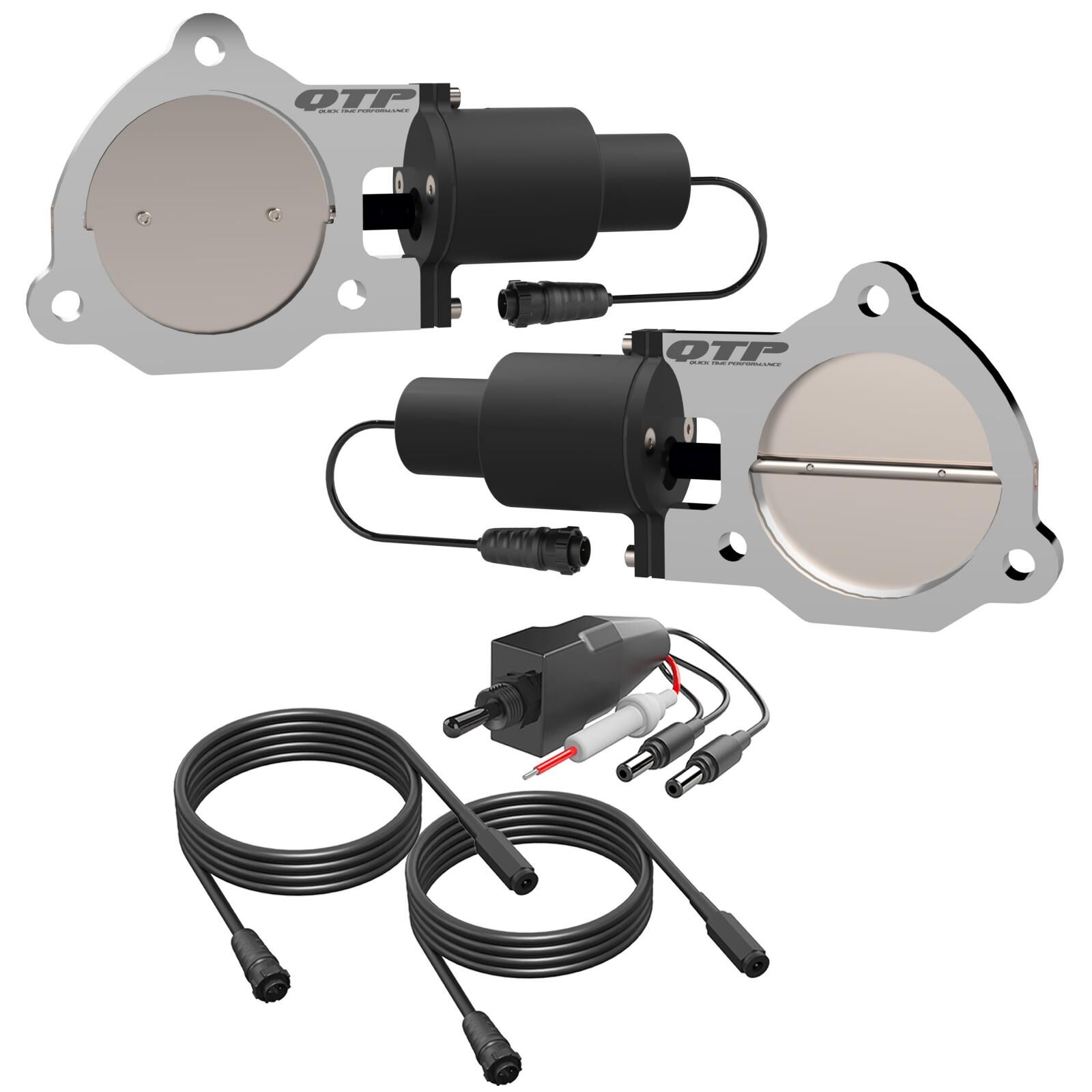 Dual 3.50 Inch QTEC Electric Cutout Valves Quick Time Performance - QTEC70