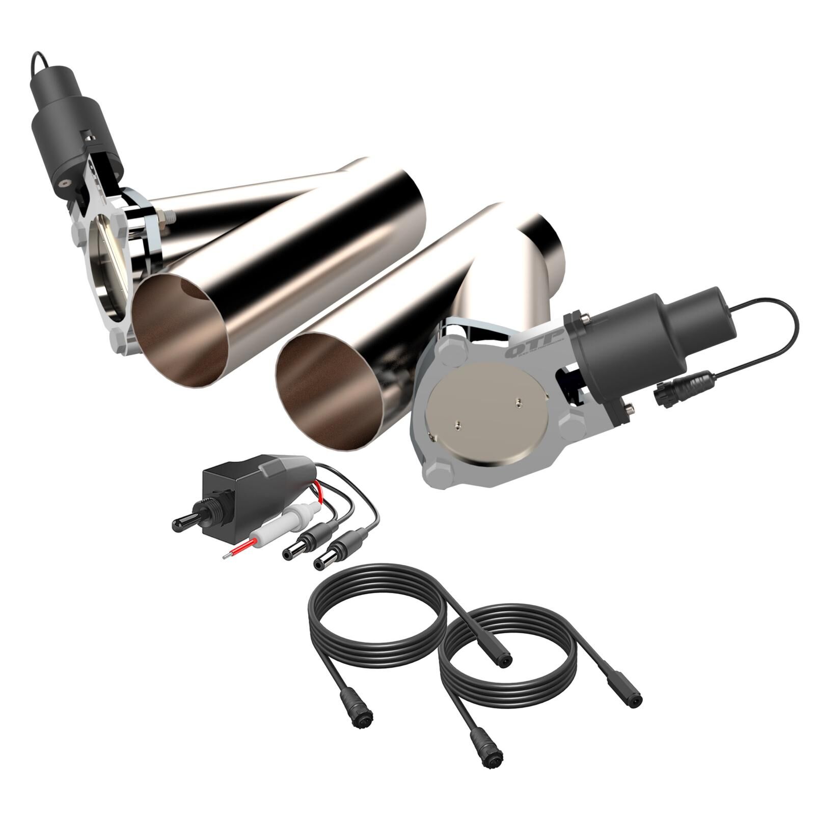 3.50 Inch Dual QTEC Electric Cutout Combo Kit Quick Time Performance - QTEC70CP