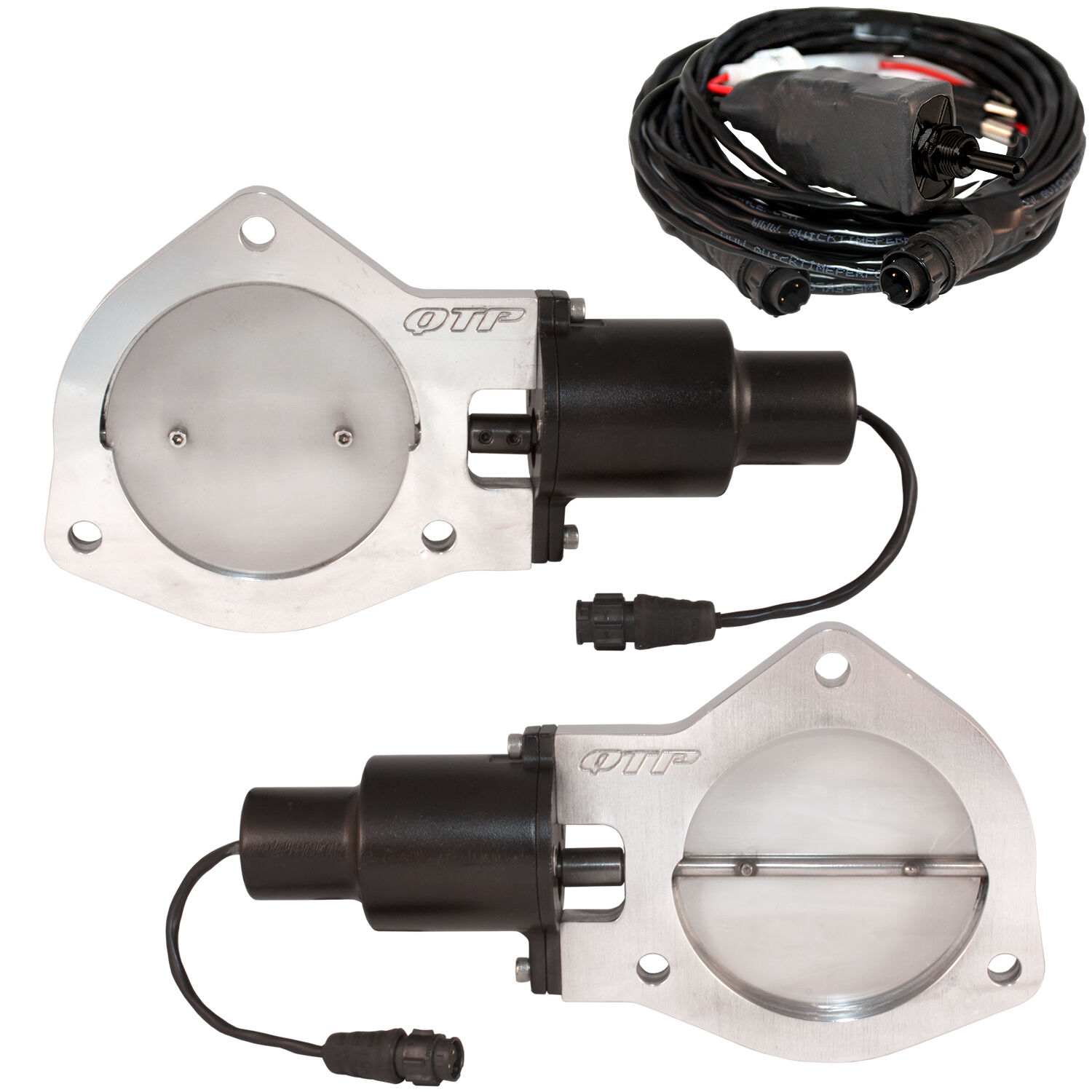 Dual 4.00 Inch QTEC Electric Cutout Valves Quick Time Performance