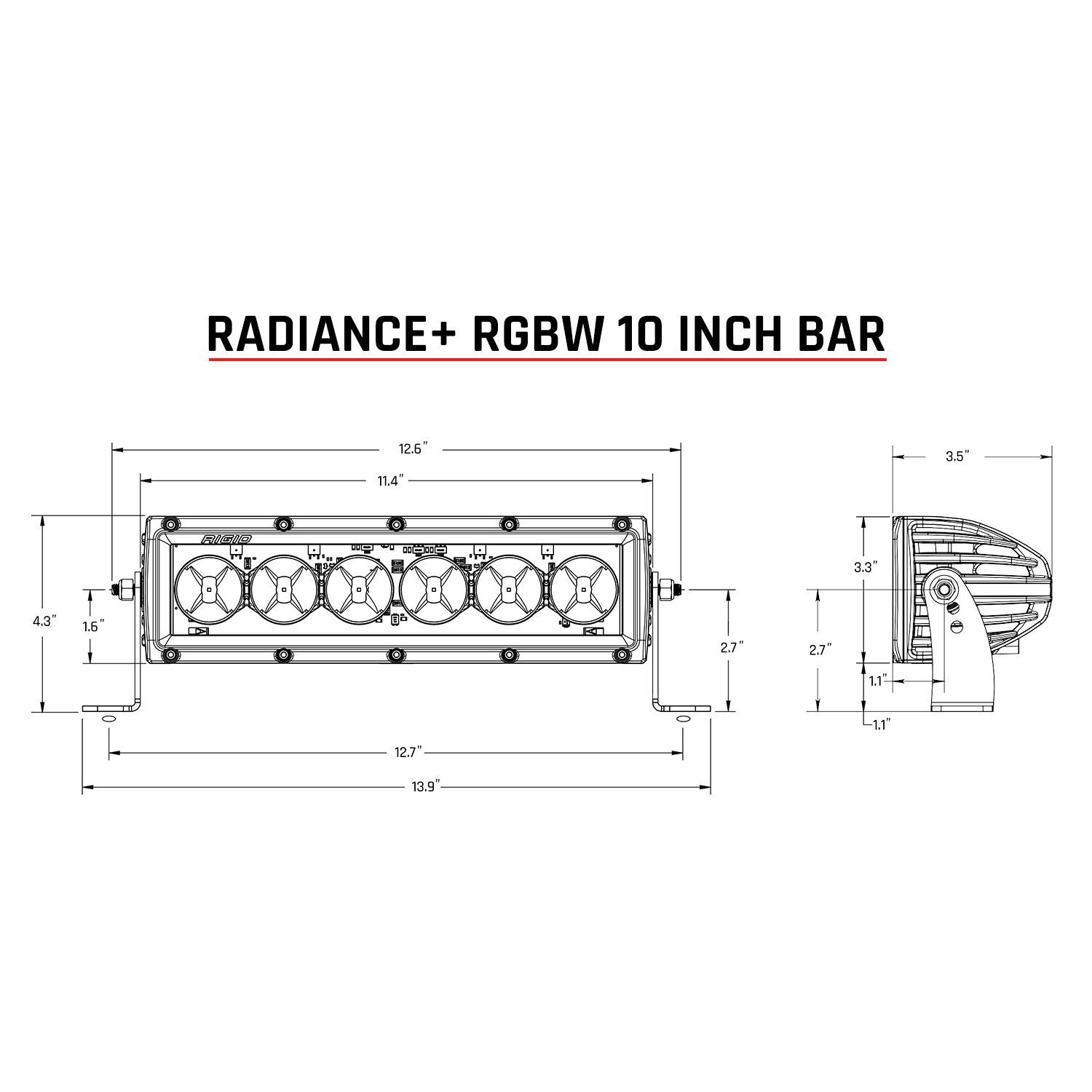 Radiance Plus 10 Inch RGBW Light Bar LED Light Bars by Rigid Industries