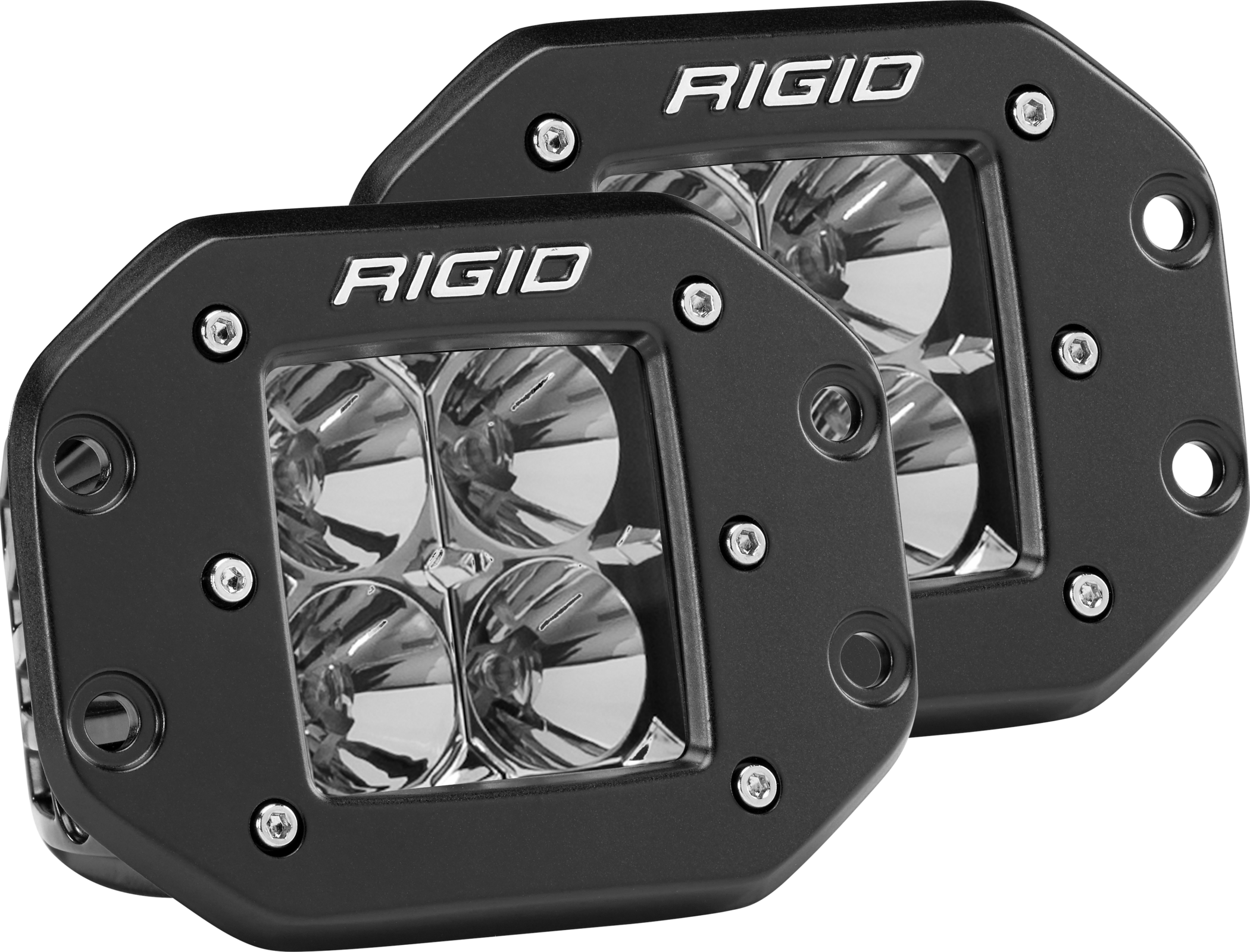 Flood Flush Mount Black Pair D-Series Pro Auxiliary LED Light by Rigid Industries - 212113