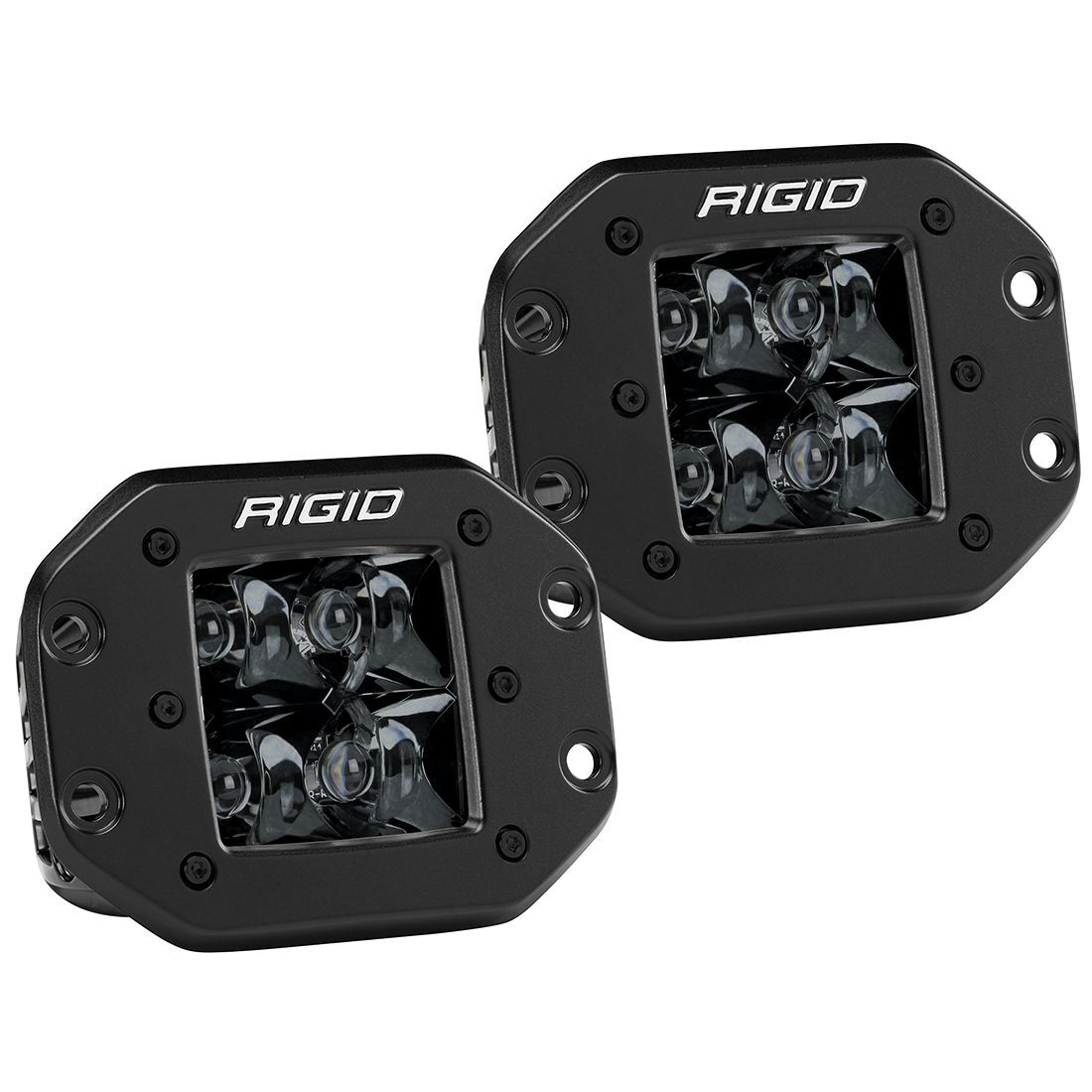 Spot Flush Mount Midnight Pair D-Series Pro Auxiliary LED Light by Rigid Industries - 212213BLK