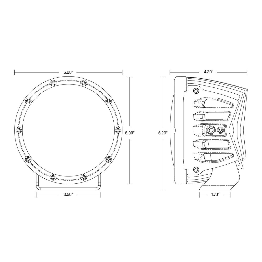 360-Series 6 Inch Spot with Amber PRO Lens Pair Auxiliary LED Light by Rigid Industries