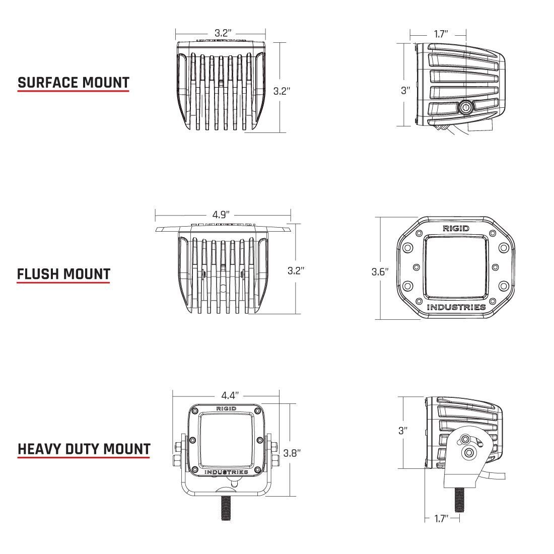 Diffused Surface Mount Pair D-Series Pro Auxiliary LED Light by Rigid Industries