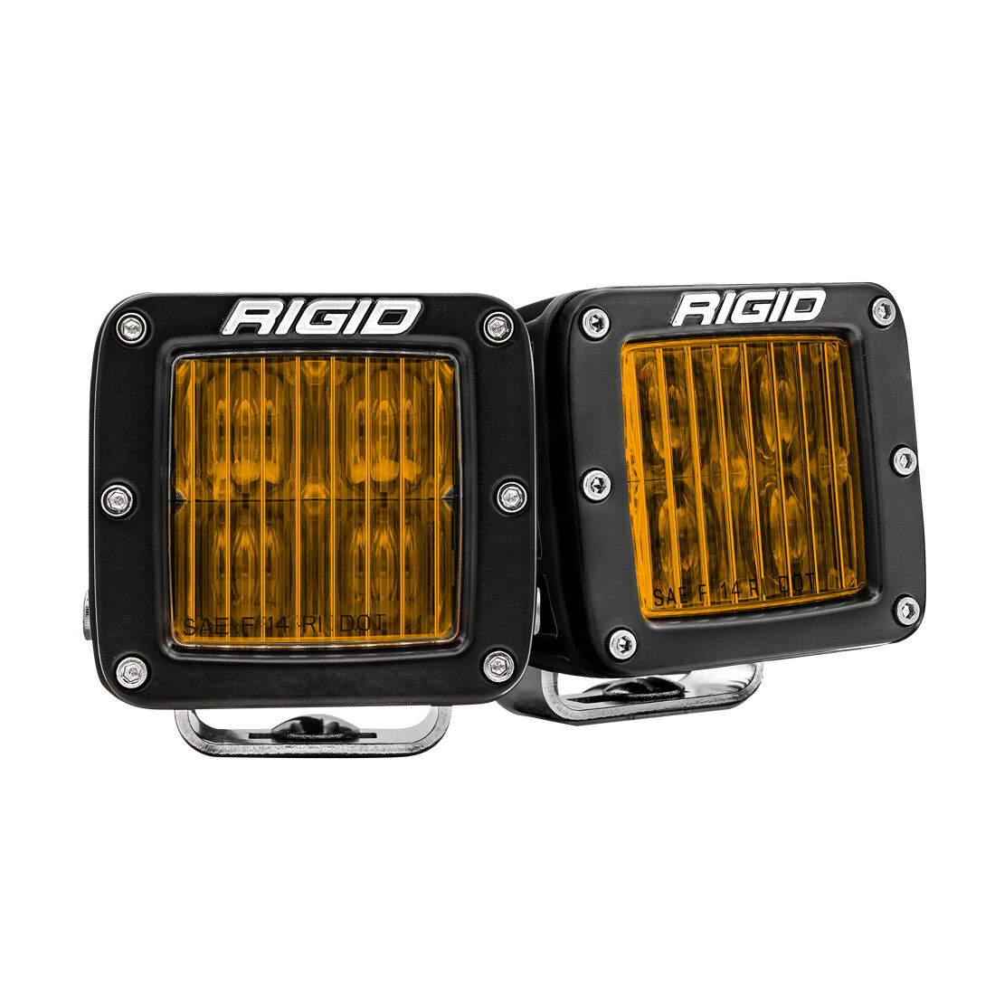 SAE J583 Compliant Selective Yellow Fog Light Pair D-Series Pro Street Legal Surface Mount Fog LED Lights by Rigid Industries - 504816
