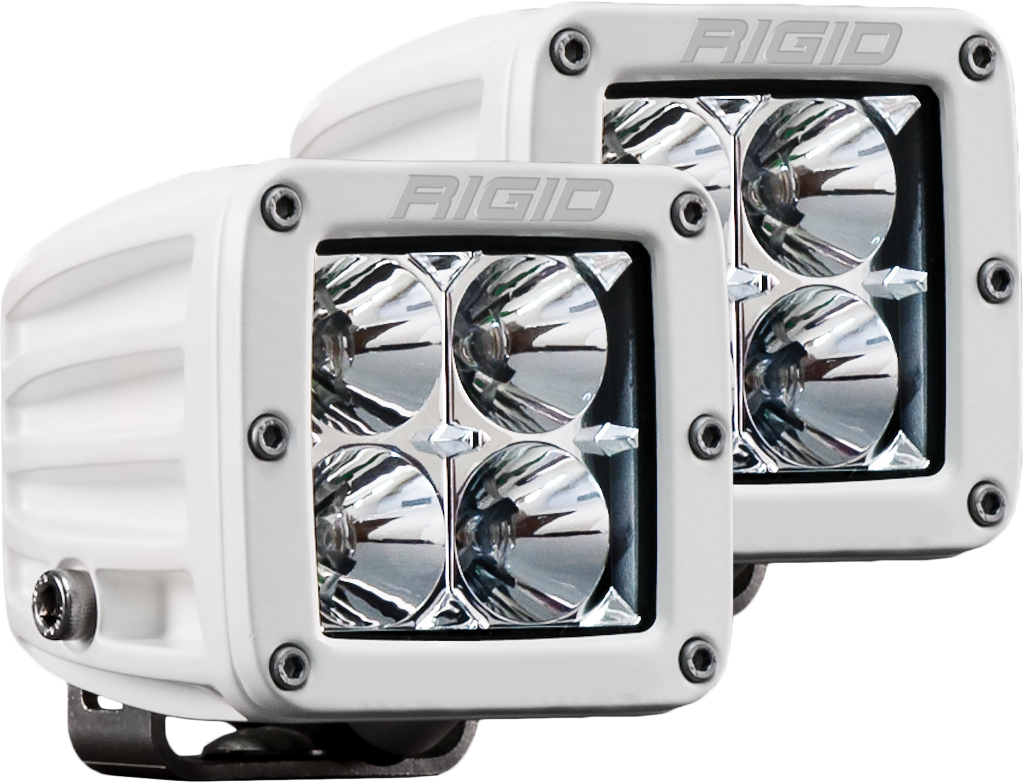 Hybrid Flood Surface Mount White Housing Pair D-Series Pro Auxiliary LED Light by Rigid Industries - 602113