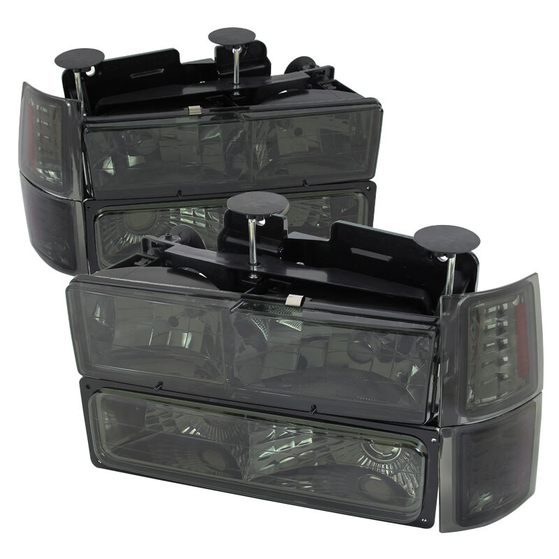 1994-1998 Chevy C10 Smoke Euro Headlights + Corner + Bumper Lights-2LBCLH-C1094G