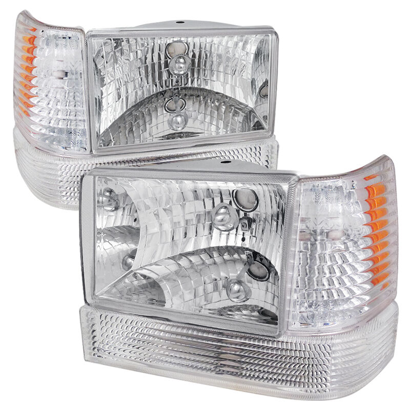1993-1998 Jeep Grand Cherokee Chrome Euro Headlights-2LBCLH-GKEE93-RS