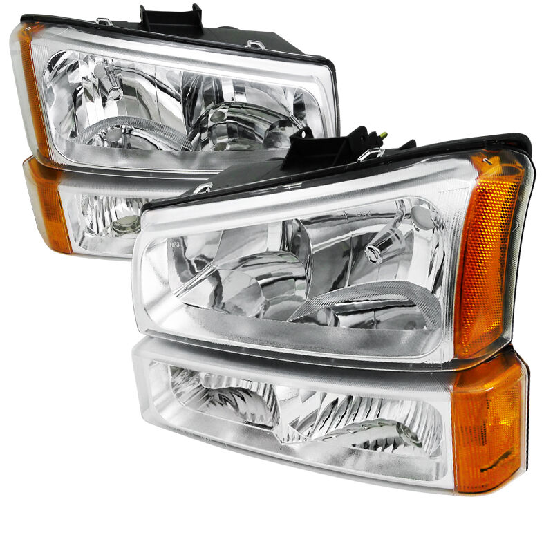 2003-2007 Chevy Silverado Chrome Euro Headlights-2LBLH-SIV03-RS
