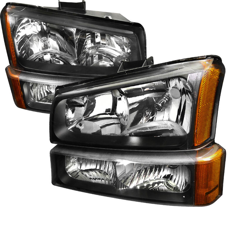 2003-2007 Chevy Silverado Black Euro Headlights-2LBLH-SIV03JM-RS