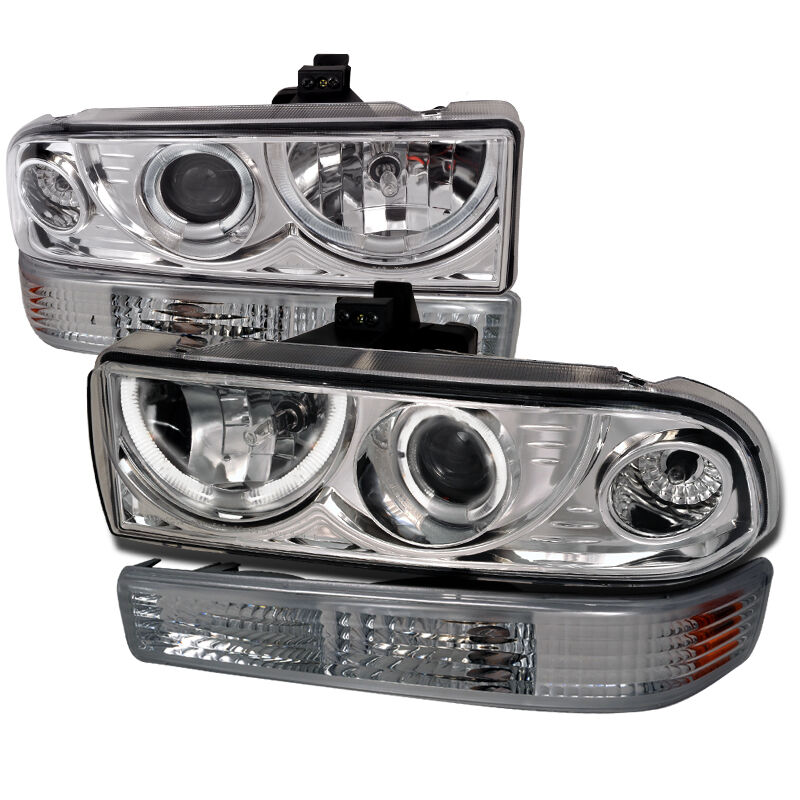 1998-2004 Chevy S10 Chrome Projector Headlights + Bumper Lights - 2LBLHP-S1098-R