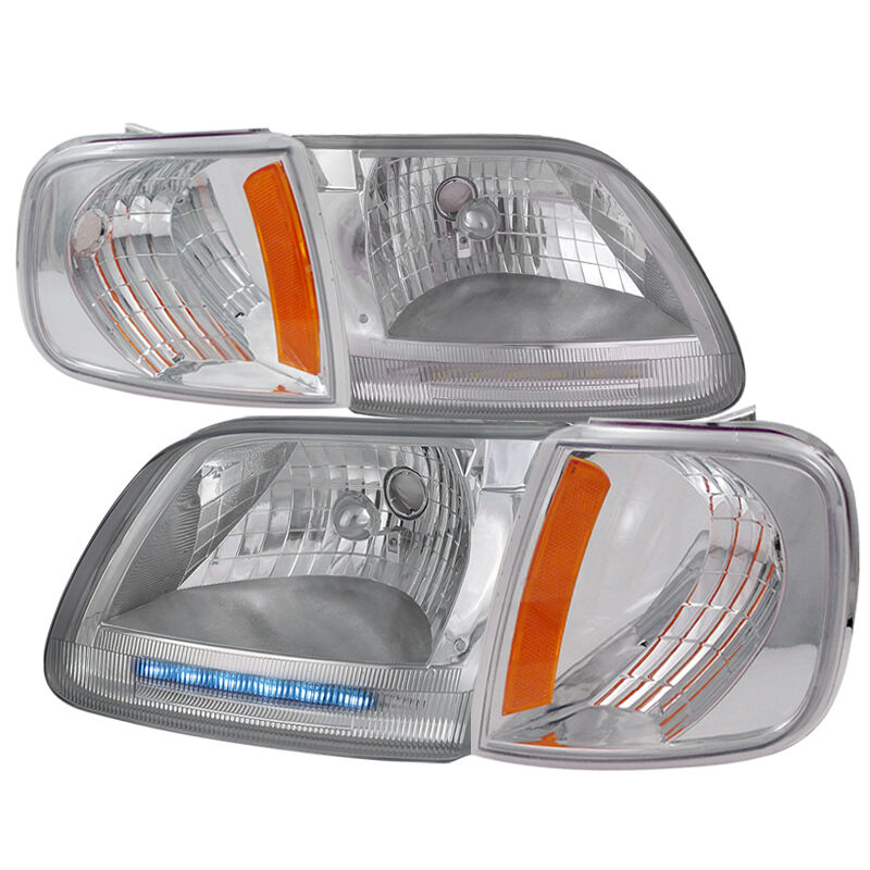 1997-2003 Ford F150 Chrome Euro Headlights-2LCLH-F15097-RS