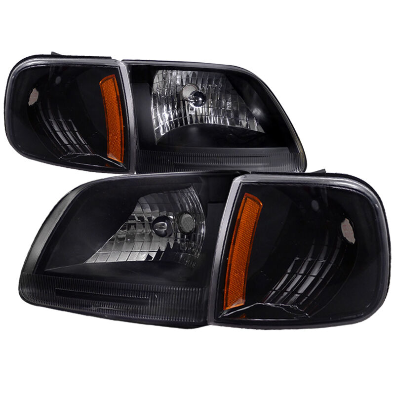 1997-2003 Ford F150 Black Euro Headlights + Corner-2LCLH-F15097JM-RS