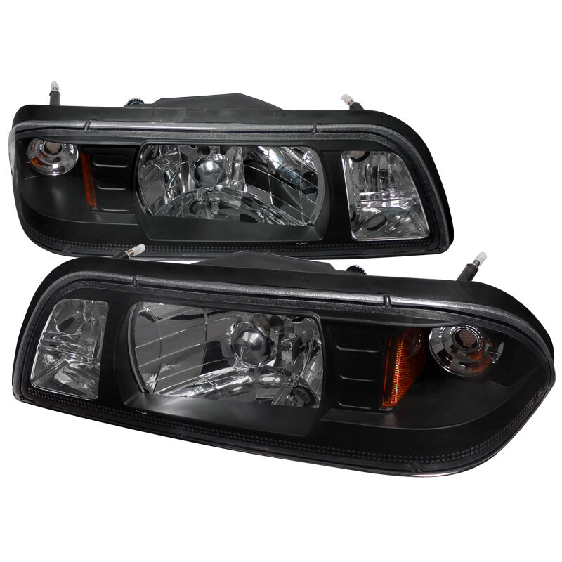1987-1993 Ford Mustang Black Euro Headlights-2LCLH-MST87JM-RS