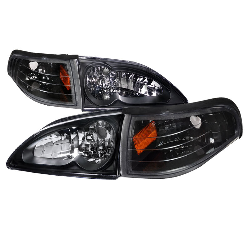 1994-1998 Ford Mustang Black Euro Headlights-2LCLH-MST94JM-RS