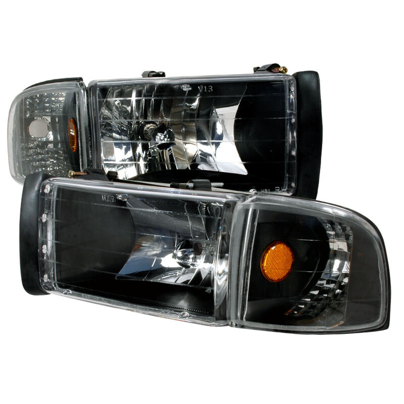 1994-2001 Dodge Ram Black Euro Headlights-2LCLH-RAM94JM-KS