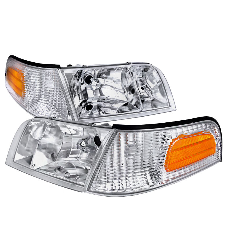 1998-2011 Ford Crown Victoria Chrome Euro Headlights-2LCLH-VIC98-EU