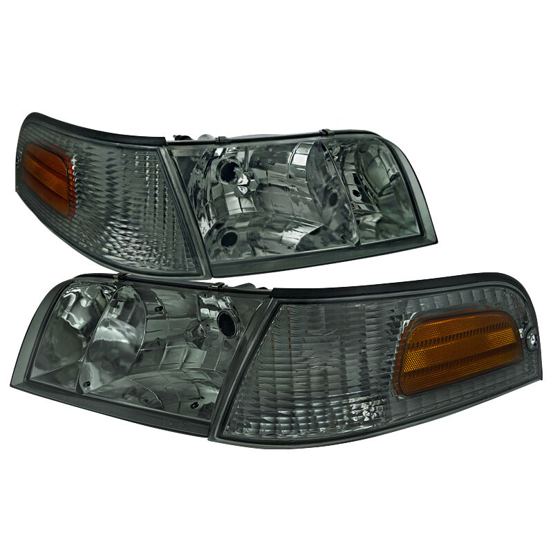 1998-2011 Ford Crown Victoria Smoke Euro Headlights-2LCLH-VIC98G-EU