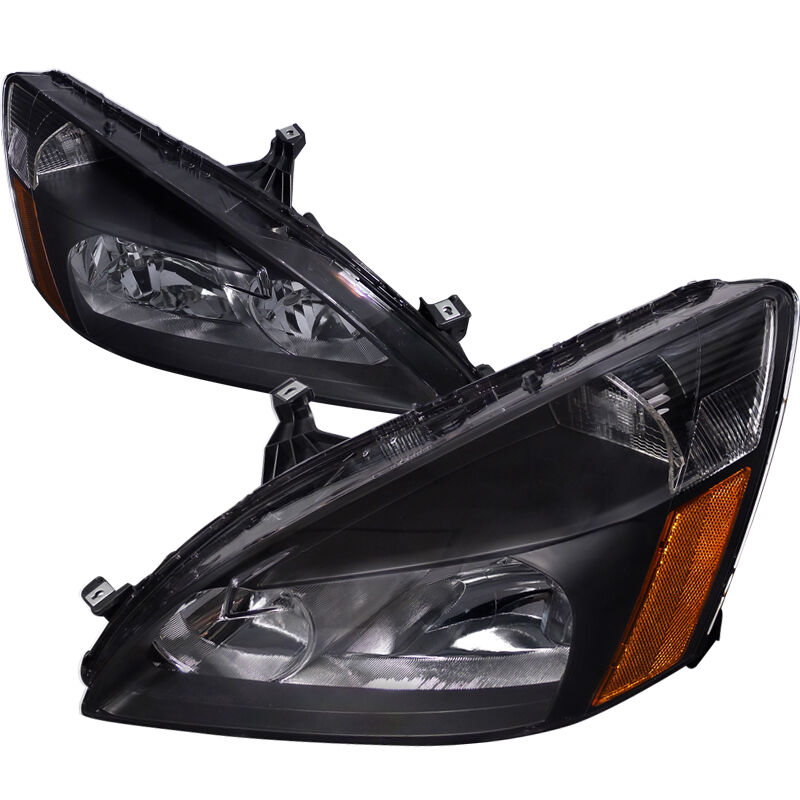 2003-2007 Honda Accord Black Euro Headlights-2LH-ACD03JM-RS