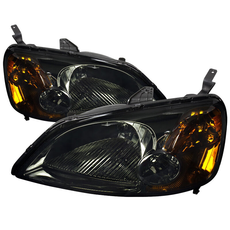 2001-2003 Honda Civic Smoke Euro Headlights-2LH-CV01G-RS