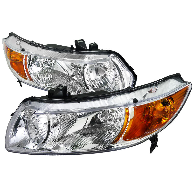2006-2010 Honda Civic 2DR Coupe Chrome Euro Headlights-2LH-CV062-RS