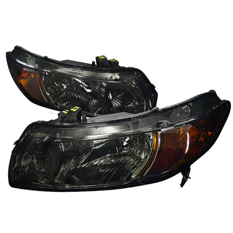 2006-2010 Honda Civic 2DR Coupe Smoke Euro Headlights-2LH-CV062G-RS