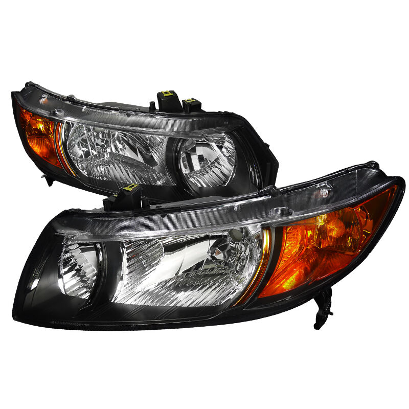 2006-2010 Honda Civic Black Euro Headlights-2LH-CV062JM-RS