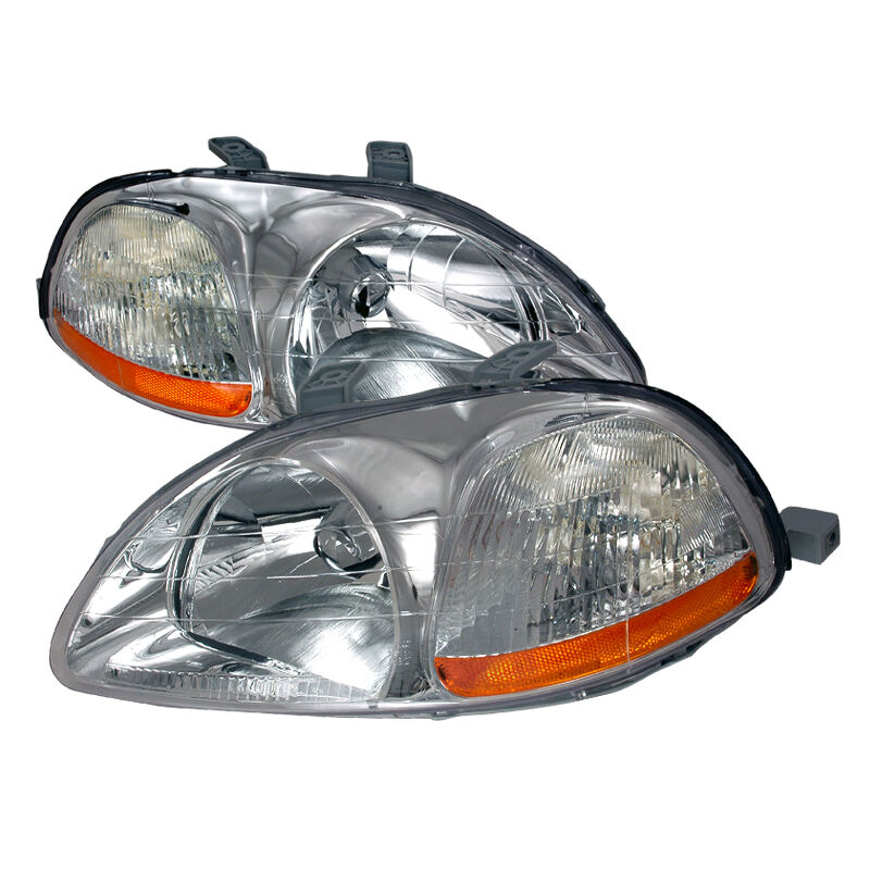 1996-1998 Honda Civic Chrome Euro Headlights-2LH-CV96-KS